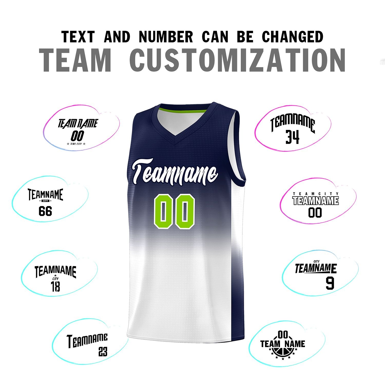 Custom Navy White Gradient Fashion Sets Sports Uniform Basketball Jersey