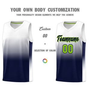 Custom White Navy Gradient Fashion Sets Sports Uniform Basketball Jersey