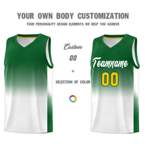 Custom Kelly Green White Gradient Fashion Sets Sports Uniform Basketball Jersey