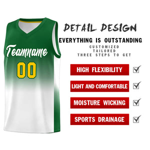 Custom Kelly Green White Gradient Fashion Sets Sports Uniform Basketball Jersey