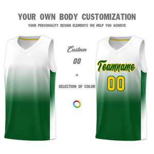 Custom White Kelly Green Gradient Fashion Sets Sports Uniform Basketball Jersey