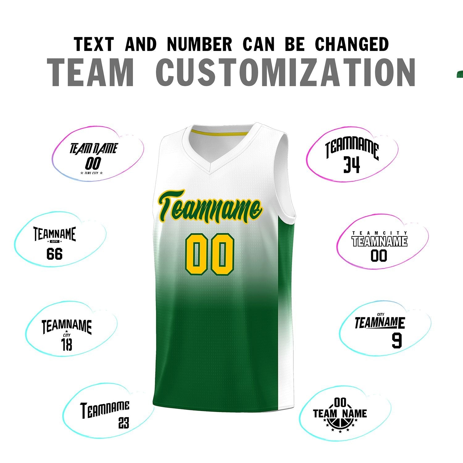 Custom White Kelly Green Gradient Fashion Sets Sports Uniform Basketball Jersey