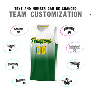 Custom White Kelly Green Gradient Fashion Sets Sports Uniform Basketball Jersey