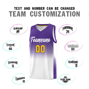 Custom Purple White Gradient Fashion Sets Sports Uniform Basketball Jersey