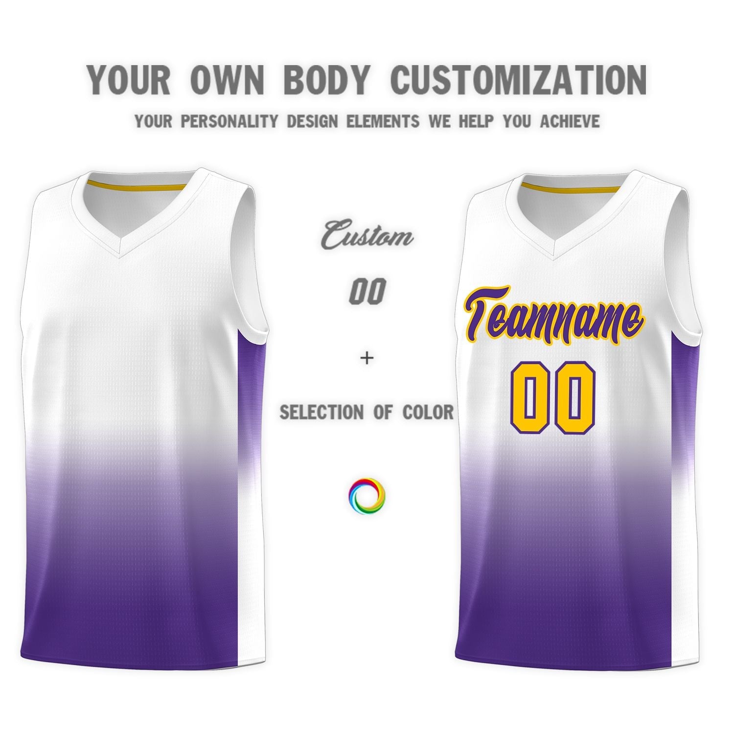 Custom White Purple Gradient Fashion Sets Sports Uniform Basketball Jersey