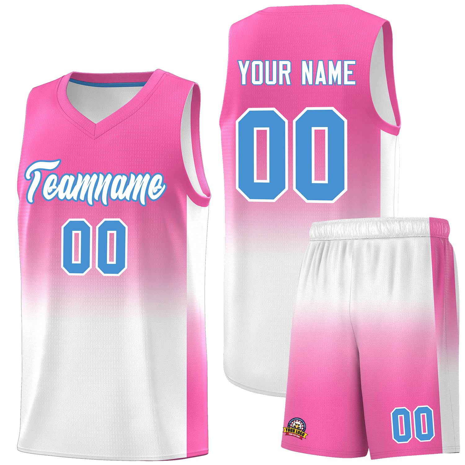 Custom Pink White Gradient Fashion Sets Sports Uniform Basketball Jersey