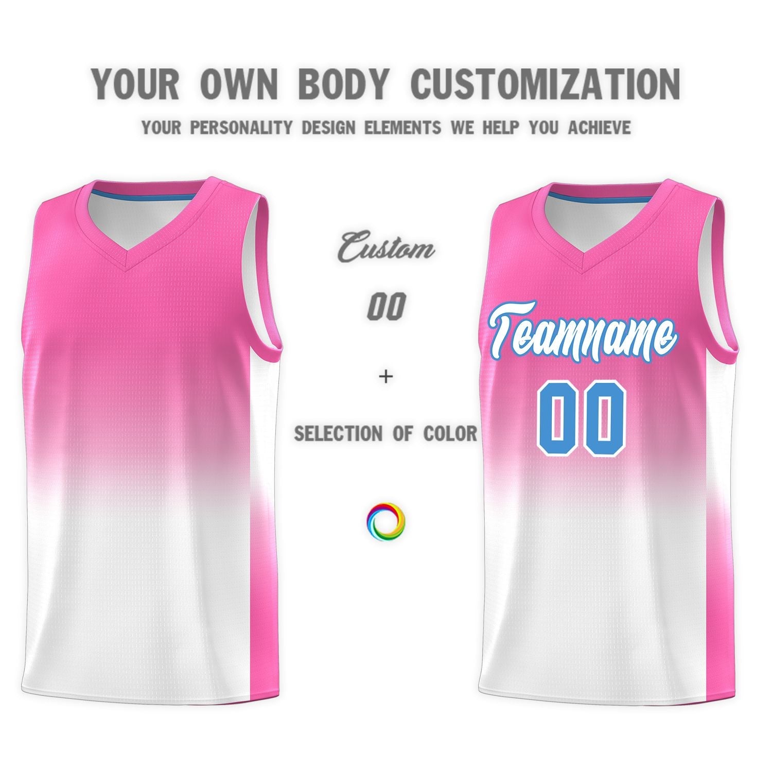 Custom Pink White Gradient Fashion Sets Sports Uniform Basketball Jersey