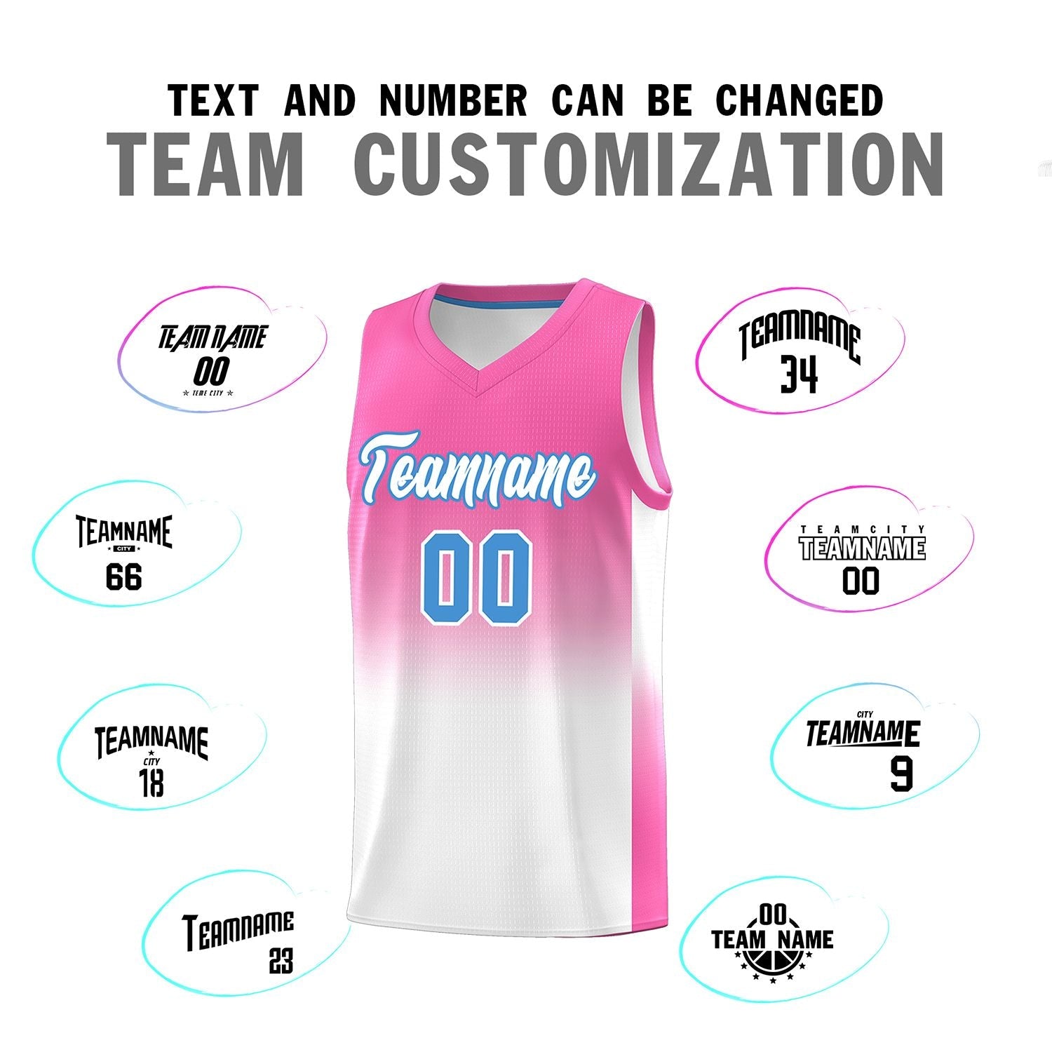 Custom Pink White Gradient Fashion Sets Sports Uniform Basketball Jersey