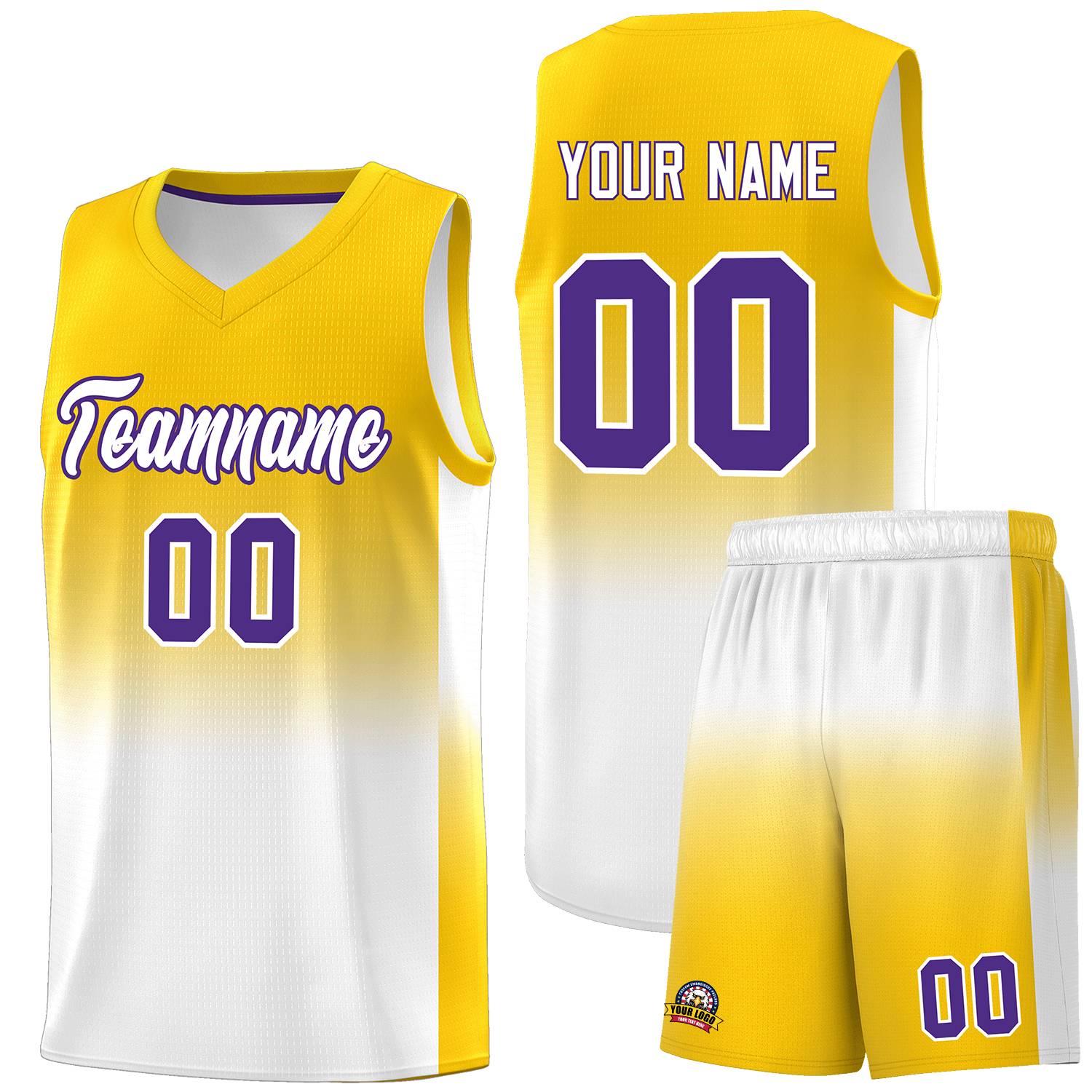 Custom Gold White Gradient Fashion Sets Sports Uniform Basketball Jersey