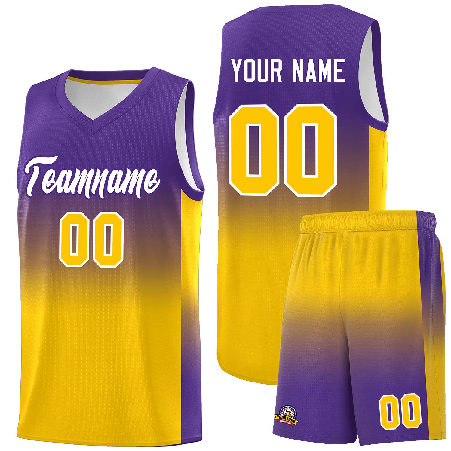 Custom Purple Gold Gradient Fashion Sets Sports Uniform Basketball Jersey