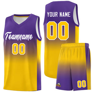 Custom Purple Gold Gradient Fashion Sets Sports Uniform Basketball Jersey