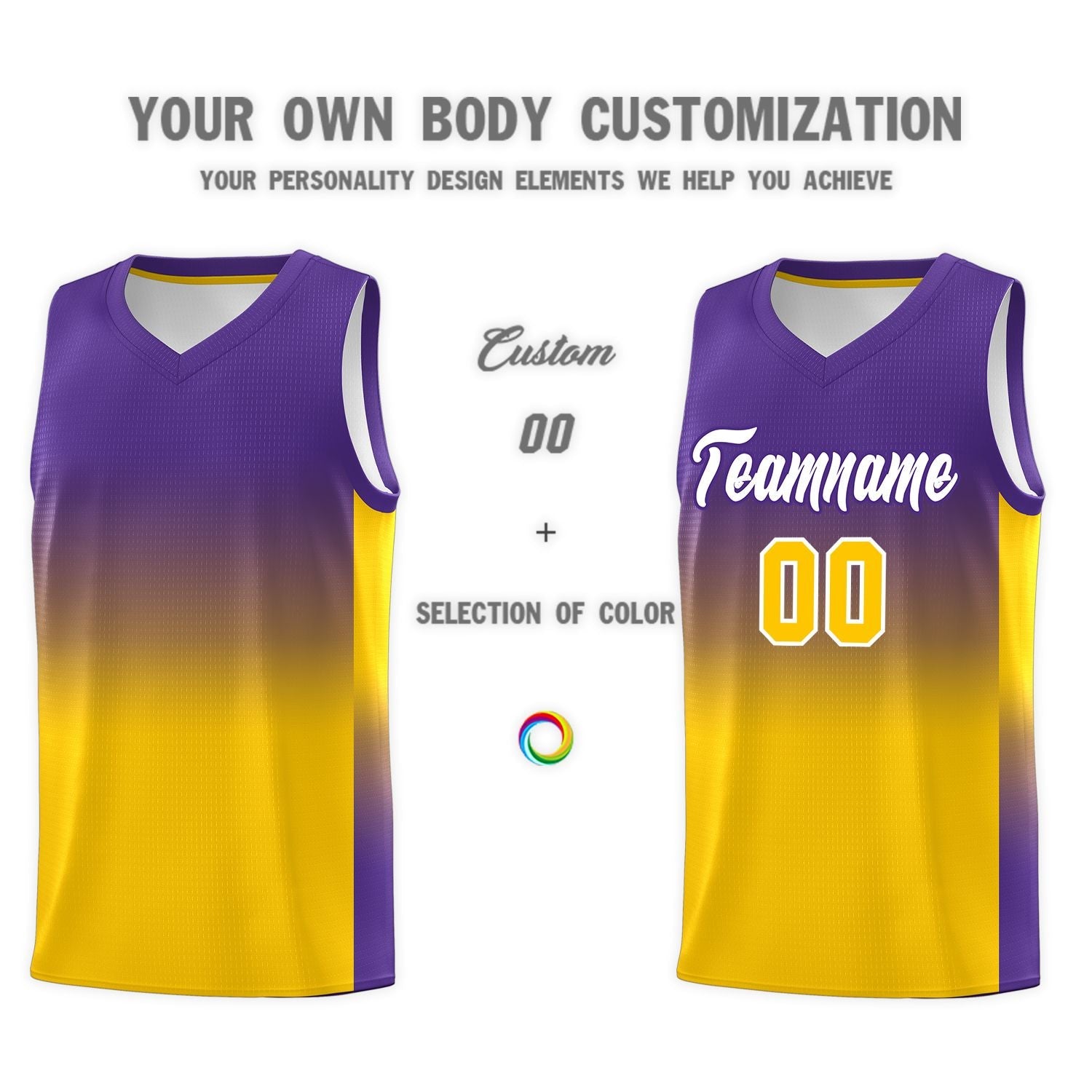 Custom Purple Gold Gradient Fashion Sets Sports Uniform Basketball Jersey