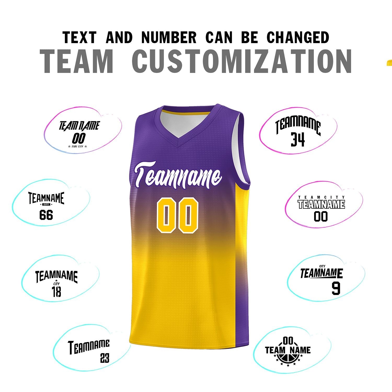 Custom Purple Gold Gradient Fashion Sets Sports Uniform Basketball Jersey