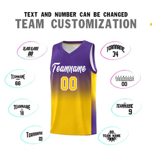 Custom Purple Gold Gradient Fashion Sets Sports Uniform Basketball Jersey