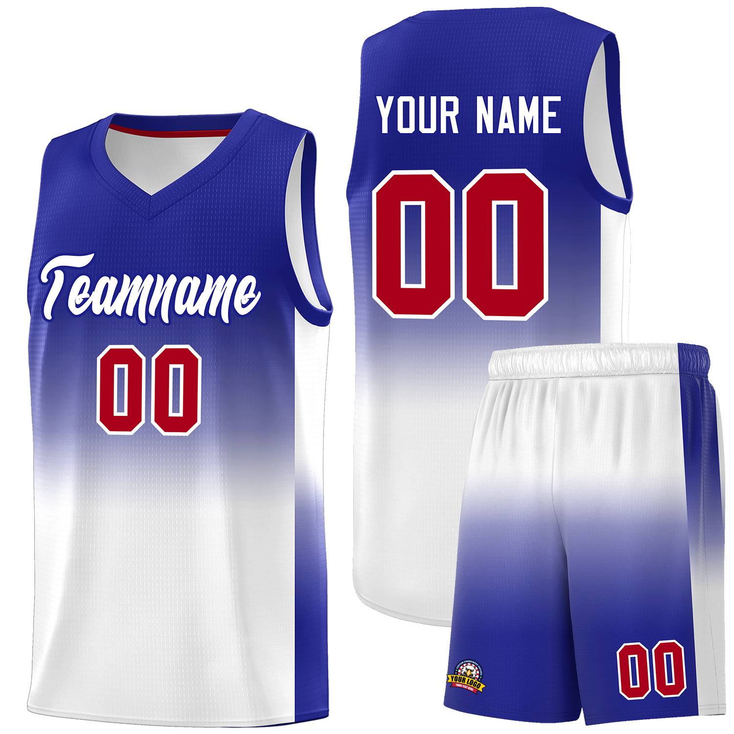 Custom Royal White Gradient Fashion Sets Sports Uniform Basketball Jersey