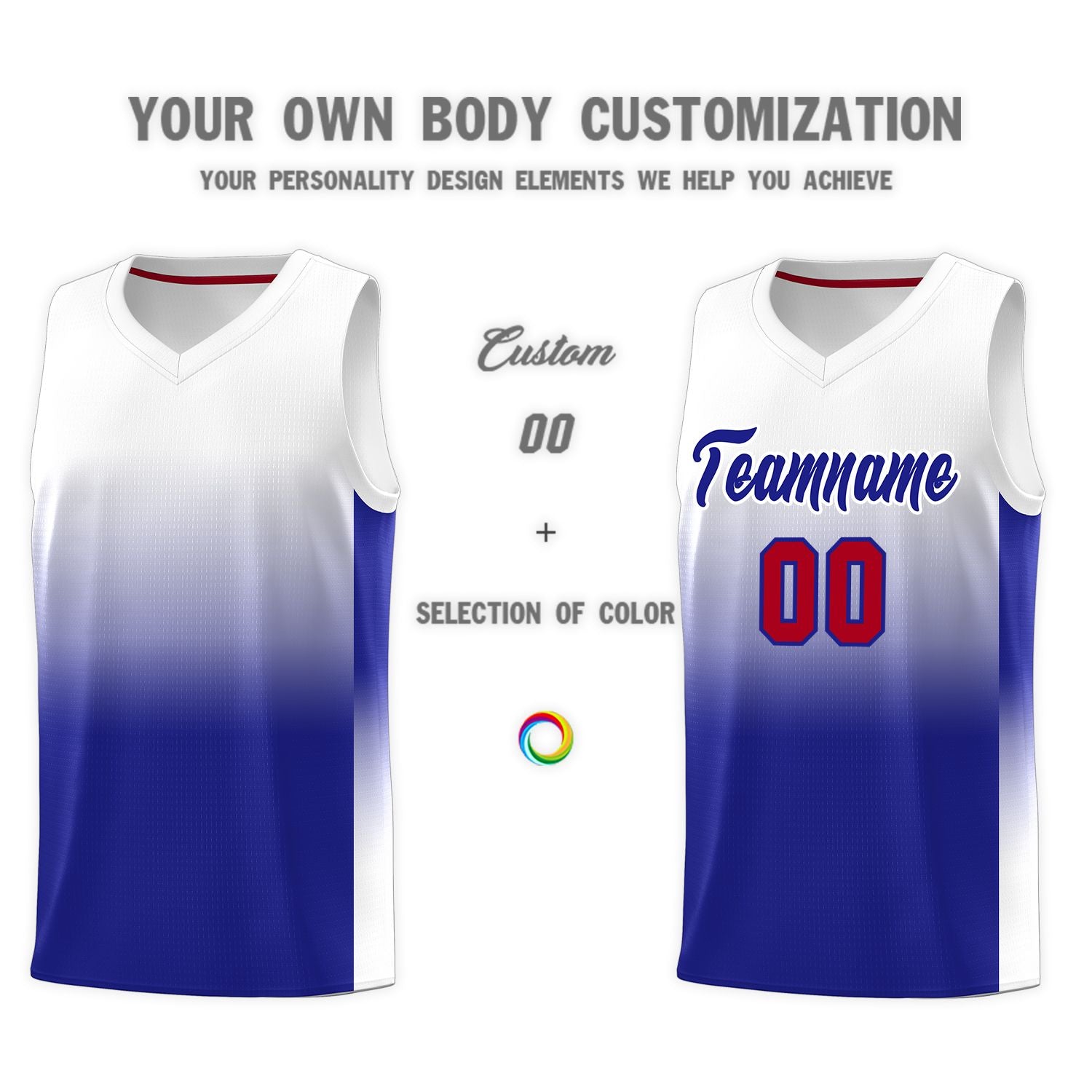 Custom White Royal Gradient Fashion Sets Sports Uniform Basketball Jersey