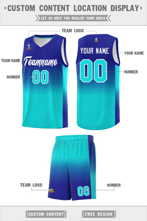 Custom Royal Bright Green Gradient Fashion Sets Sports Uniform Basketball Jersey