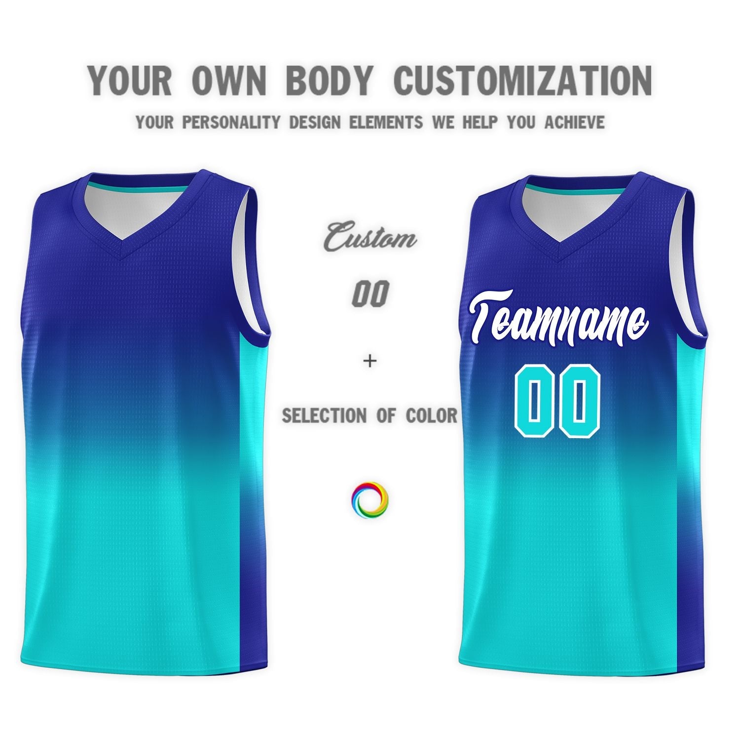 Custom Royal Bright Green Gradient Fashion Sets Sports Uniform Basketball Jersey