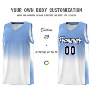 Custom Light Blue White Gradient Fashion Sets Sports Uniform Basketball Jersey