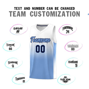 Custom White Light Blue Gradient Fashion Sets Sports Uniform Basketball Jersey