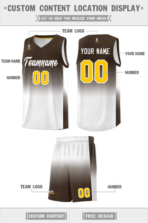 Custom Brown White Gradient Fashion Sets Sports Uniform Basketball Jersey