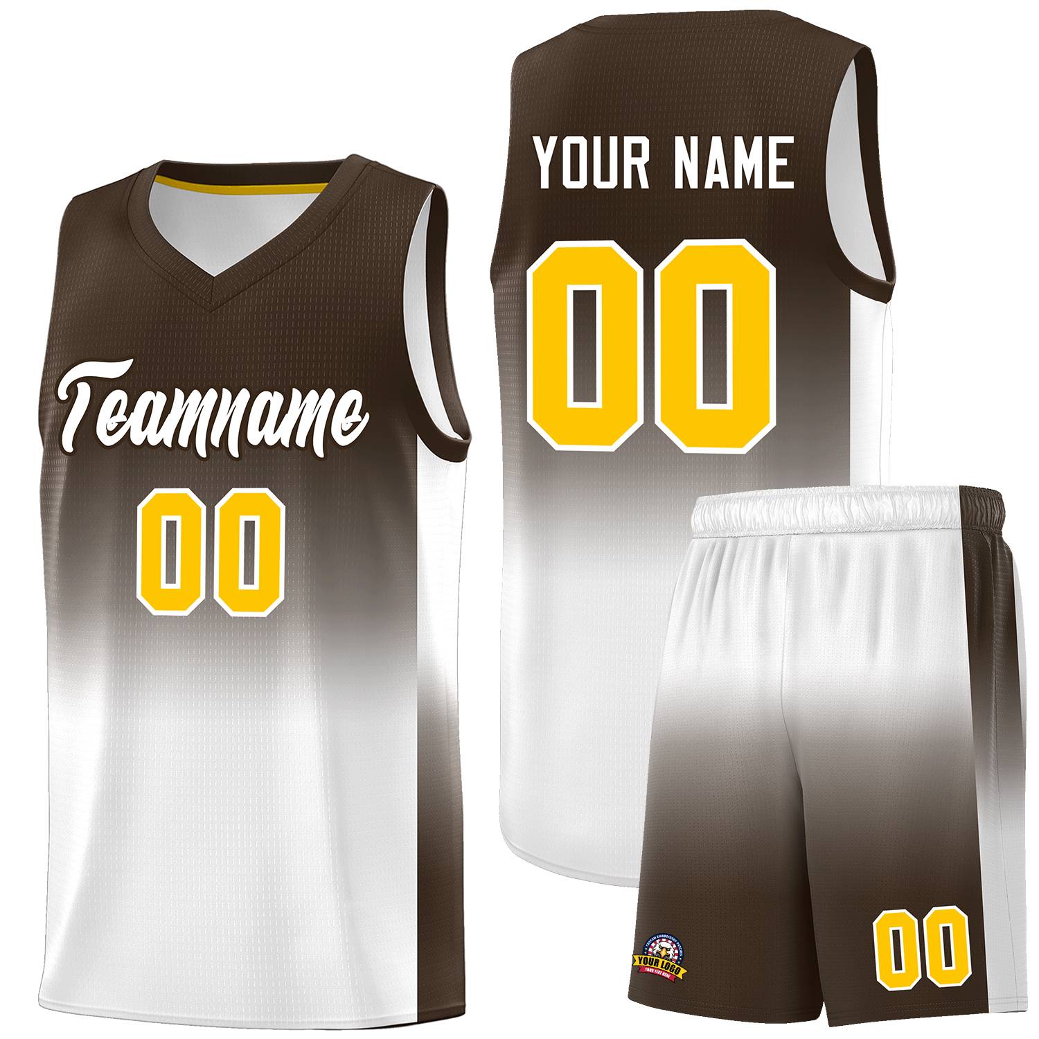 Custom Brown White Gradient Fashion Sets Sports Uniform Basketball Jersey