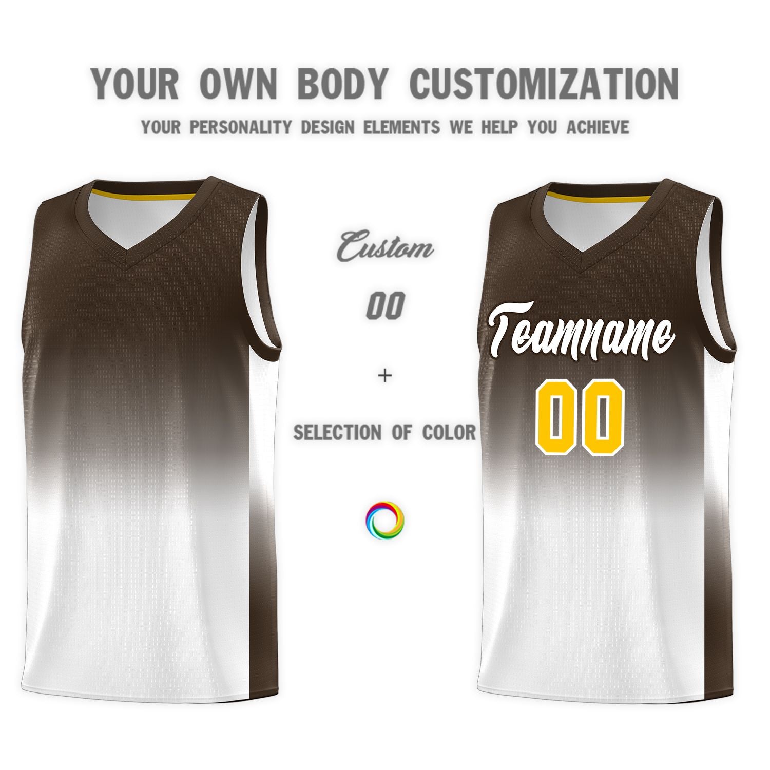 Custom Brown White Gradient Fashion Sets Sports Uniform Basketball Jersey