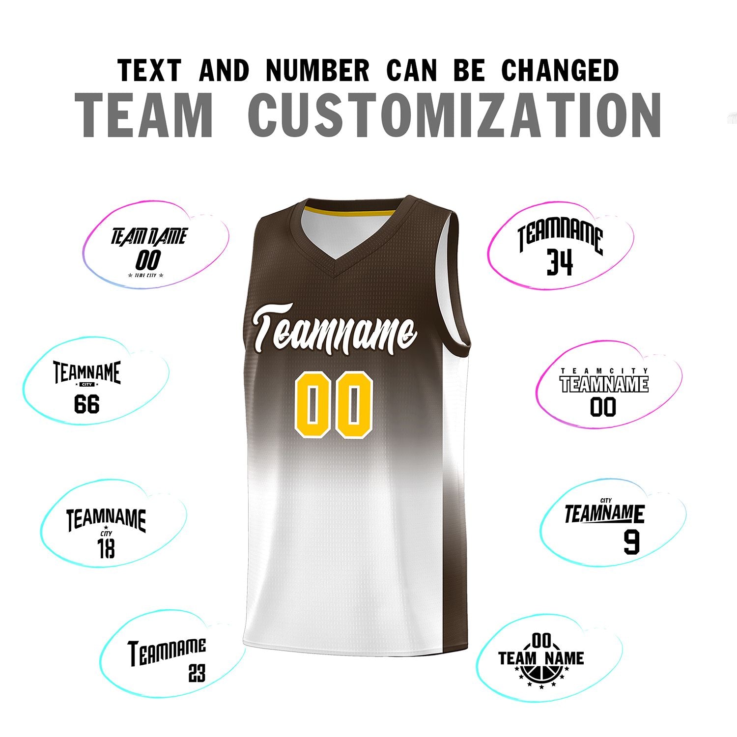 Custom Brown White Gradient Fashion Sets Sports Uniform Basketball Jersey