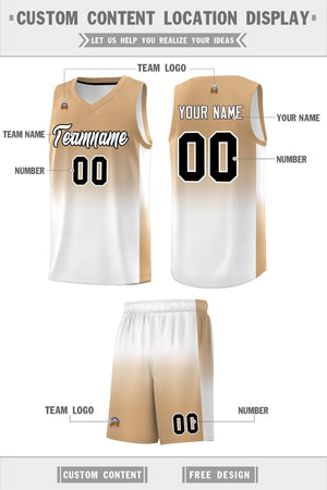 Custom Old Gold White Gradient Fashion Sets Sports Uniform Basketball Jersey