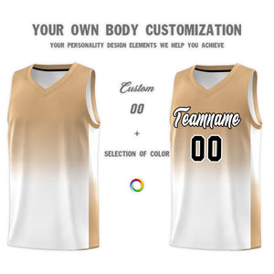 Custom Old Gold White Gradient Fashion Sets Sports Uniform Basketball Jersey