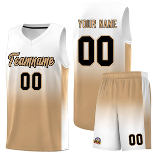 Custom White Old Gold Gradient Fashion Sets Sports Uniform Basketball Jersey