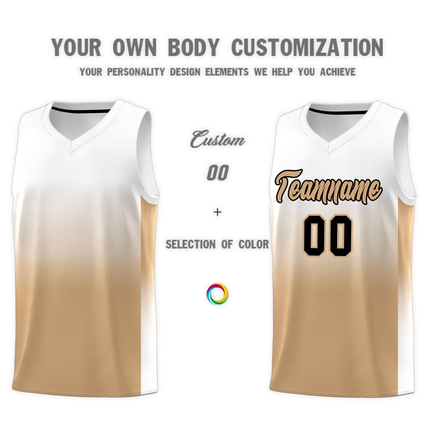 Custom White Old Gold Gradient Fashion Sets Sports Uniform Basketball Jersey