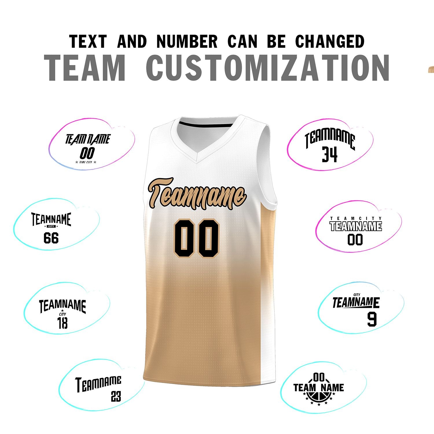 Custom White Old Gold Gradient Fashion Sets Sports Uniform Basketball Jersey