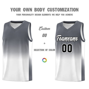 Custom Dark Gray White Gradient Fashion Sets Sports Uniform Basketball Jersey