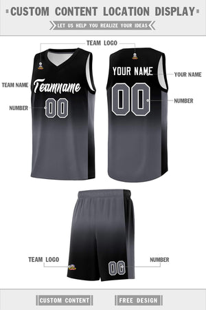 Custom Black Dark Gray Gradient Fashion Sets Sports Uniform Basketball Jersey