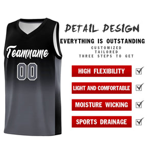 Custom Black Dark Gray Gradient Fashion Sets Sports Uniform Basketball Jersey