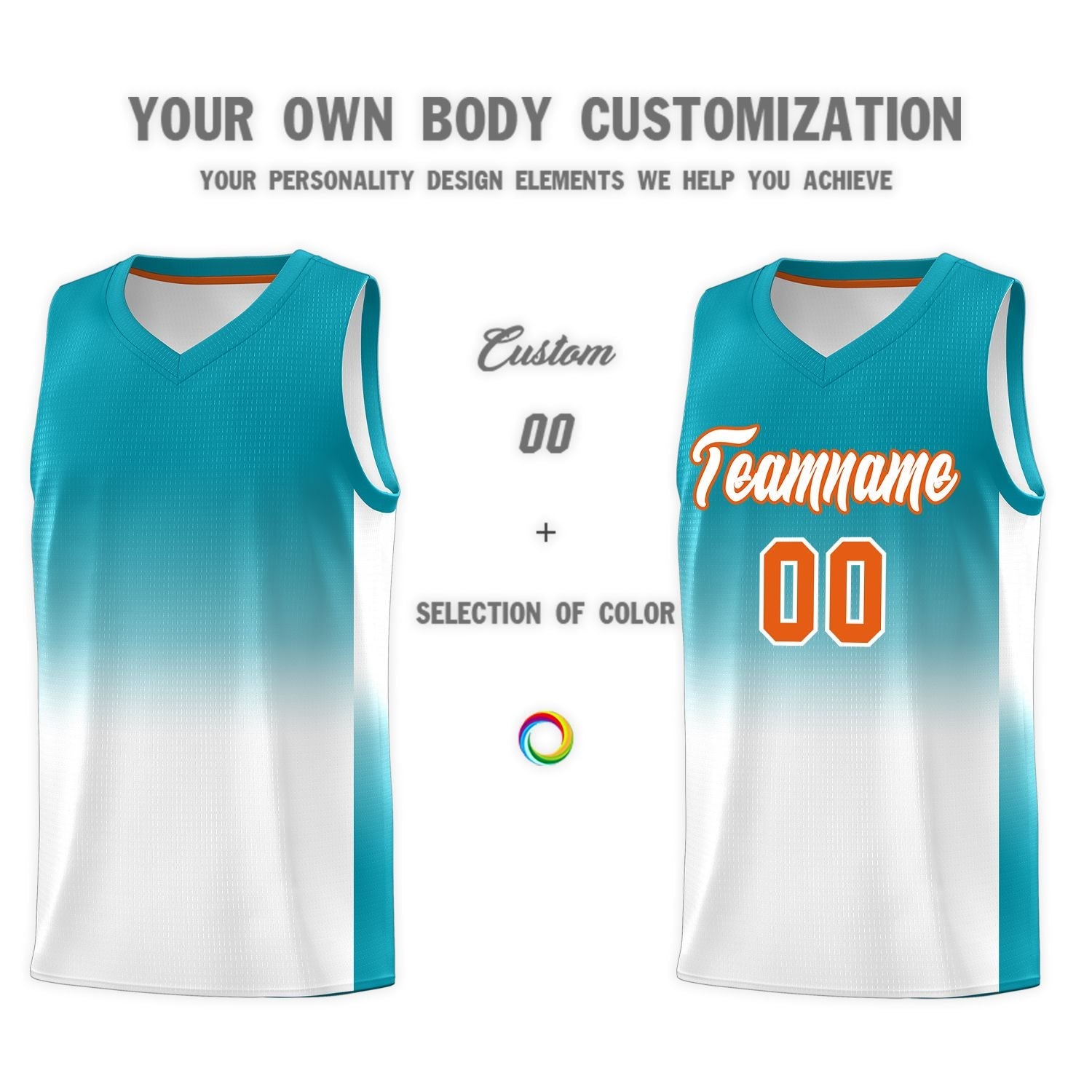 Custom Aqua White Gradient Fashion Sets Sports Uniform Basketball Jersey