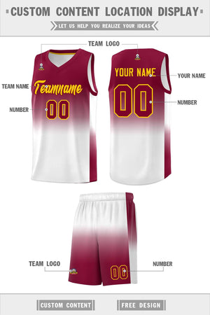 Custom Crimson White Gradient Fashion Sets Sports Uniform Basketball Jersey