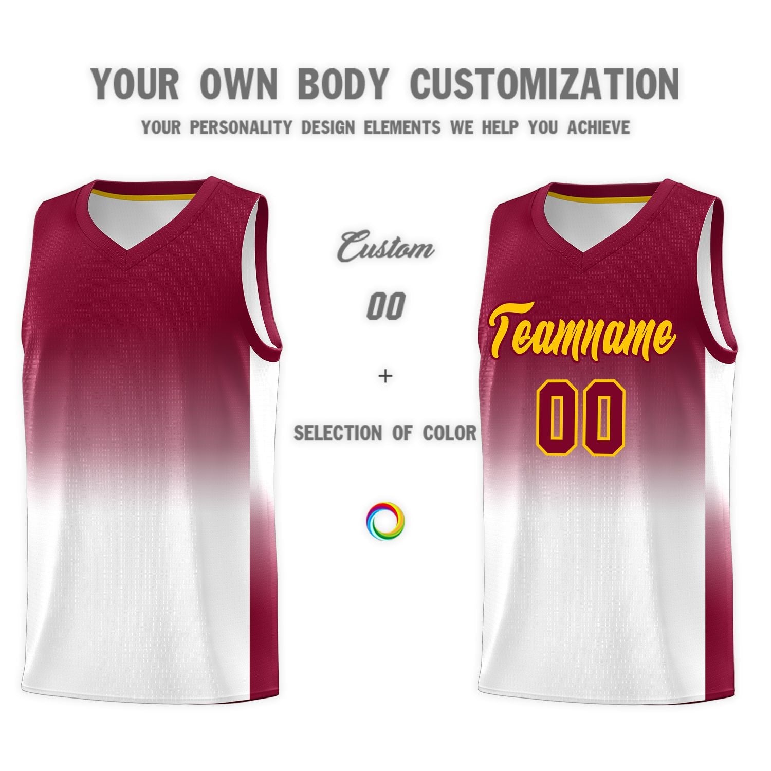 Custom Crimson White Gradient Fashion Sets Sports Uniform Basketball Jersey