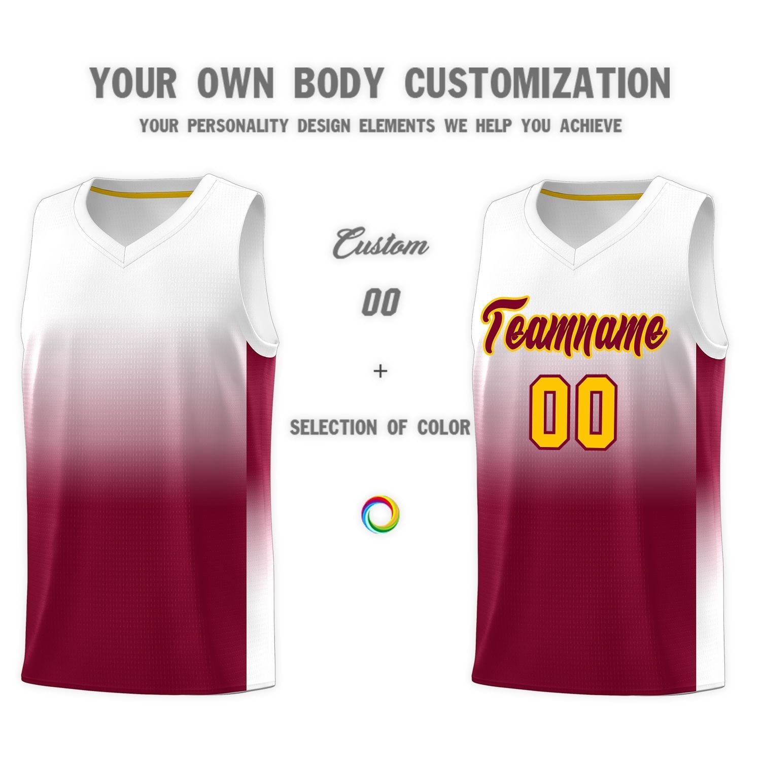 Custom White Crimson Gradient Fashion Sets Sports Uniform Basketball Jersey