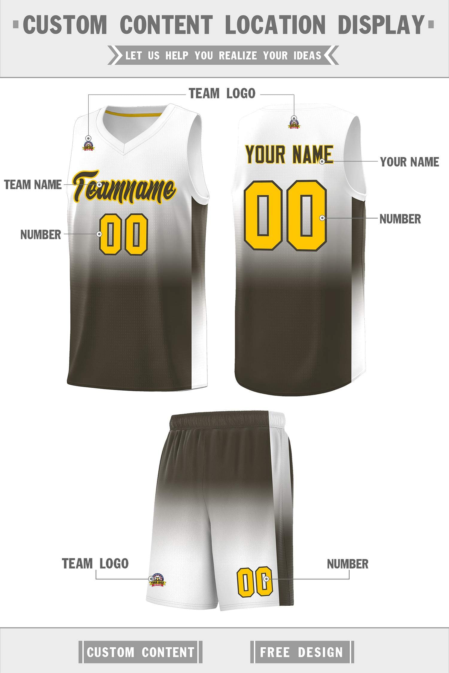 Custom White Olive Gradient Fashion Sets Sports Uniform Basketball Jersey