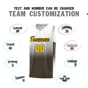 Custom White Olive Gradient Fashion Sets Sports Uniform Basketball Jersey