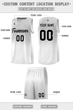 Custom Gray White Gradient Fashion Sets Sports Uniform Basketball Jersey