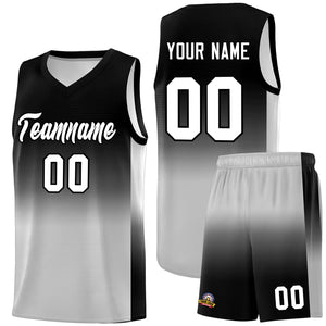 Custom Black Gray Gradient Fashion Sets Sports Uniform Basketball Jersey