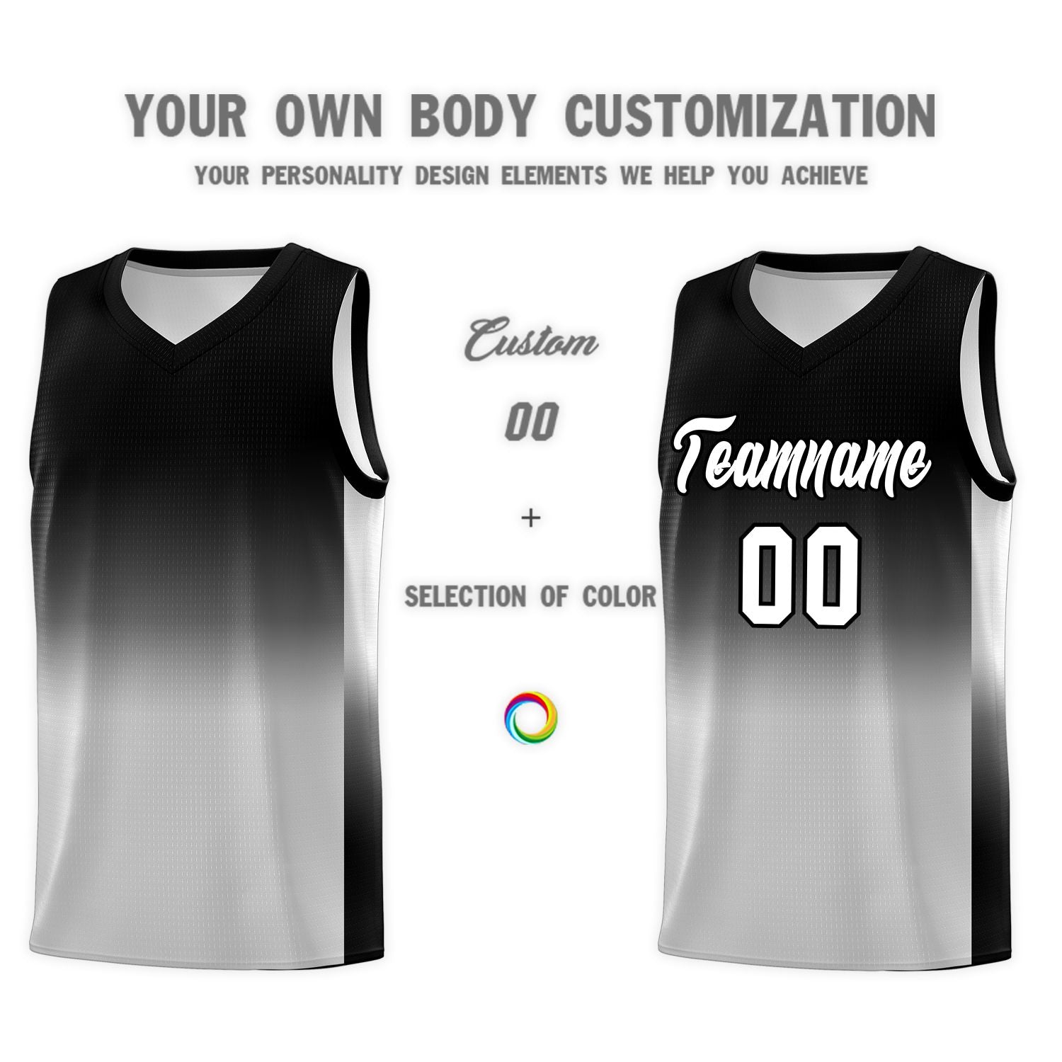 Custom Black Gray Gradient Fashion Sets Sports Uniform Basketball Jersey