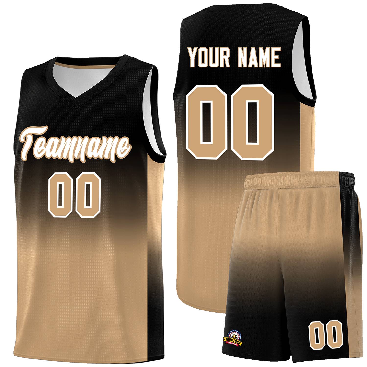 Custom Black Old Gold Gradient Fashion Sets Sports Uniform Basketball Jersey