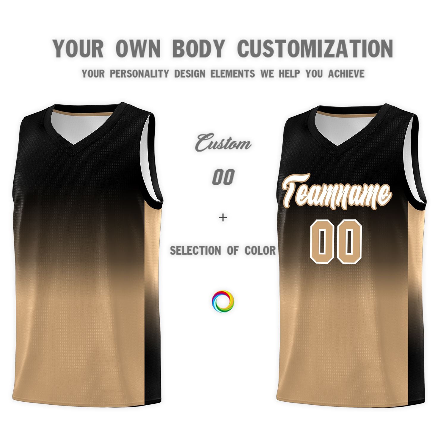 Custom Black Old Gold Gradient Fashion Sets Sports Uniform Basketball Jersey