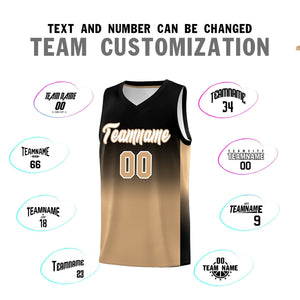 Custom Black Old Gold Gradient Fashion Sets Sports Uniform Basketball Jersey