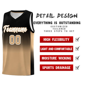 Custom Black Old Gold Gradient Fashion Sets Sports Uniform Basketball Jersey