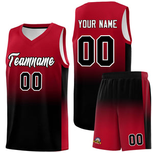 Custom Red Black Gradient Fashion Sets Sports Uniform Basketball Jersey